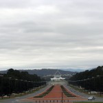 Canberra vue du War Memorial sur Parlement House